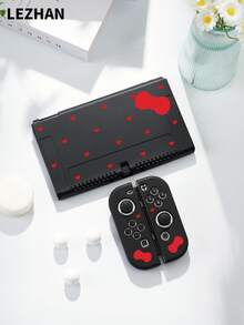 New Switch2 (2025) Game Console Accessories - Minimalist Red Heart, Single Bowknot Design Protective Case/Cover, Compatible With Switch2/Switch NS/Switch OLED/Lite, Suitable For Switch 2nd Gen/Switch Console Accessories, Full Set Including Storage Bag & Game Card Case, Best Gift For Switch Players - Multicolor - View 2