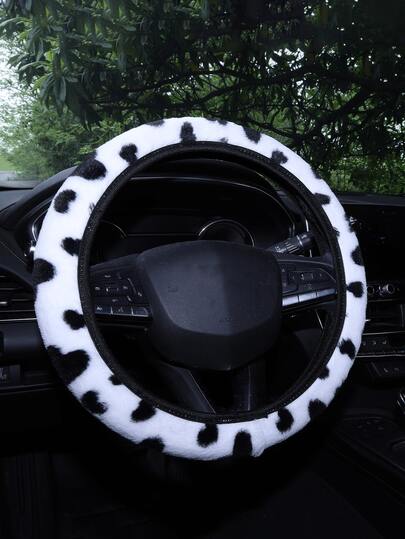 Cute Heart Pattern Fuzzy Steering Wheel Cover For Women, Winter Warm Soft Plush Car Steering Wheel Protector, Anti-Slip Non-Shedding Universal Fit 14.5-15 Inch (37-39cm) For Most S, 4 Colors Available