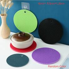 2/4pcs Upgraded Round Honeycomb Silicone Heat Insulation Pad, High Temperature Resistant Non-Slip Easy To Clean Scratch-Resistant Mat, Suitable For Kitchen Pot Holder, Office Desk Coaster, Home Dining Table, Library Bookshelf Decor - Multicolor - View 14
