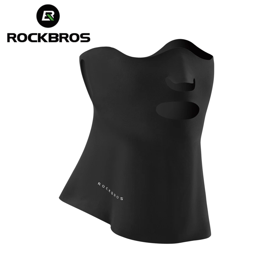 ROCKBROS 1 chiếc khẩu trang mùa hè bằng lụa băng mát lạnh, thoáng khí, thấm hút mồ hôi, chống nắng, che phủ toàn mặt và cổ khi đạp xe ngoài trời mùa hè. - màu đen - View 1