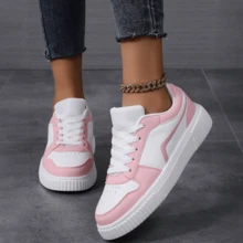 Women's Casual Low-Top Versatile Sneakers, Breathable Tongue Design, EVA Sole For Outdoor Sports, Comfortable Walking, Available In Multiple Colors - White Powder - View 3
