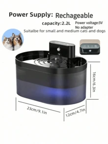 2.2L/74.4oz Wireless Smart Cat Water Fountain With Sensor - Rechargeable Pet Water Dispenser, Battery Powered - Black, Replacement Filters Available - 2.2L - View 9
