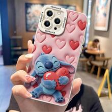 Officially Licensed Disney Lilo & Stitch Phone Case, This Protective Phone Case Features A Sweet Print Of Stitch Hugging A Red Heart, Set Against A Soft Pink Background Filled With Raised Hearts, Made With Flexible, Durable TPU Material To Protect Against Everyday Scratches, Bumps, And Minor Impacts, With A Raised Camera Frame Printed With "GOOD LUCK" Text For Extra Lens Protection, Slim And Lightweight Construction That Adds Minimal Bulk And Fits Easily In Pockets And Bags, Compatible With IPhone 17, 16, 15, 14, 13, 12, 11 Pro Series And Galaxy S22, S23, S24, S25 Models, Making It A Charming Choice For Stitch Fans And Disney Lovers, Ideal For Birthdays, Holidays, Or Any Special Occasion To Surprise Family And Friends. - trắng - Xem 2