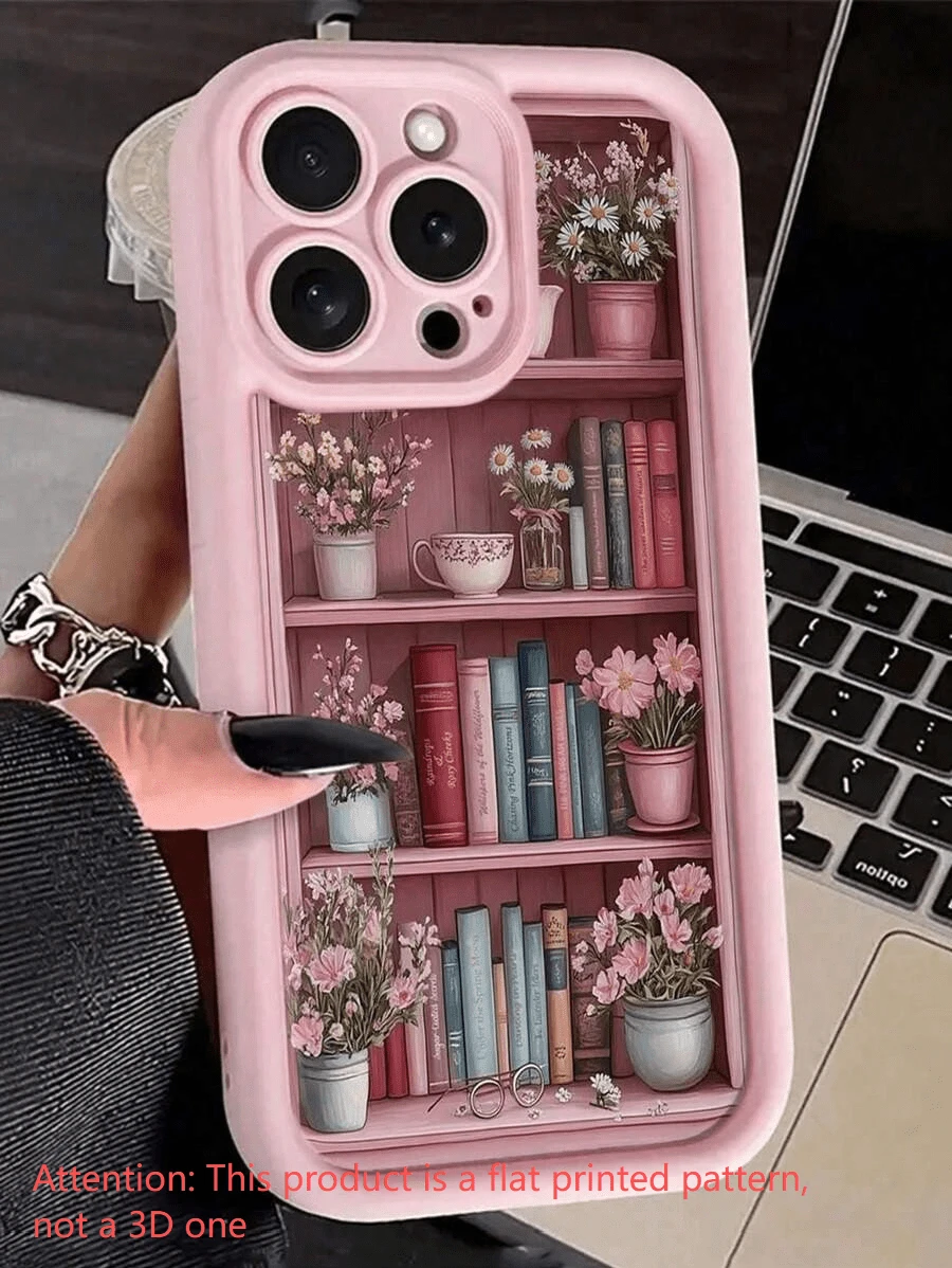 Book Painted Slot Fashion Soft Shockproof Phone Case Suitable For IPhone 16/ 15/XR/7P8P/P12 Pro Max/P13 Pro Max/P14 PROMAX/P13/P14/P11/P12/P14, XS/S/XS Max/7 8GES2, Cute And Fashionable Thick Protective Case - Pink - View 1