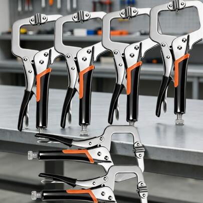 1 kẹp chữ C 6 inch, kẹp khóa chịu lực điều chỉnh được với hàm xoay, bao gồm túi đựng, thích hợp cho thợ thủ công, sử dụng tại nhà và xưởng.