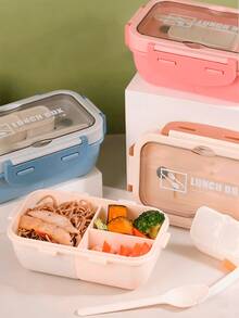 Airtight Lunch Box With Compartments And Cutlery - 棕色 - 查看 5