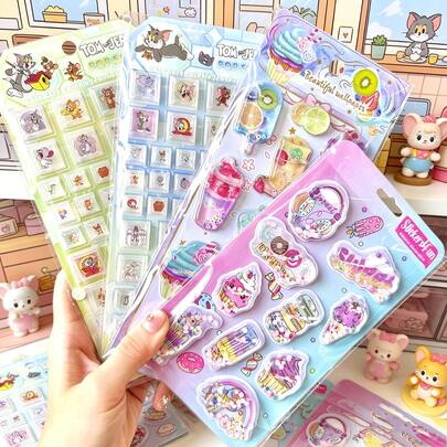 Bộ sticker 3D bằng nhựa hình các bé gái hoạt hình và các bạn động vật, sticker trang trí phong cách anime dễ thương, đồ dùng DIY cho sổ tay, sticker chống nước cho ốp điện thoại, cốc nước, hộp văn phòng phẩm, sticker sáng tạo dành cho nữ sinh.