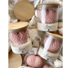 Bougie en verre en forme de rose en forme de cœur pour la Saint-Valentin, bougie décorative d'ambiance haut de gamme, bougie parfumée pour la maison - Cœur blanc - Voir 3