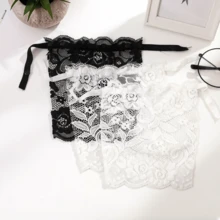 3pcs Black & White Lace Bralette, Strapless Detachable Collar, UV Protection, 3-Way Adjustable, Seamless Bra With Detachable Strap - Multicolor - View 14