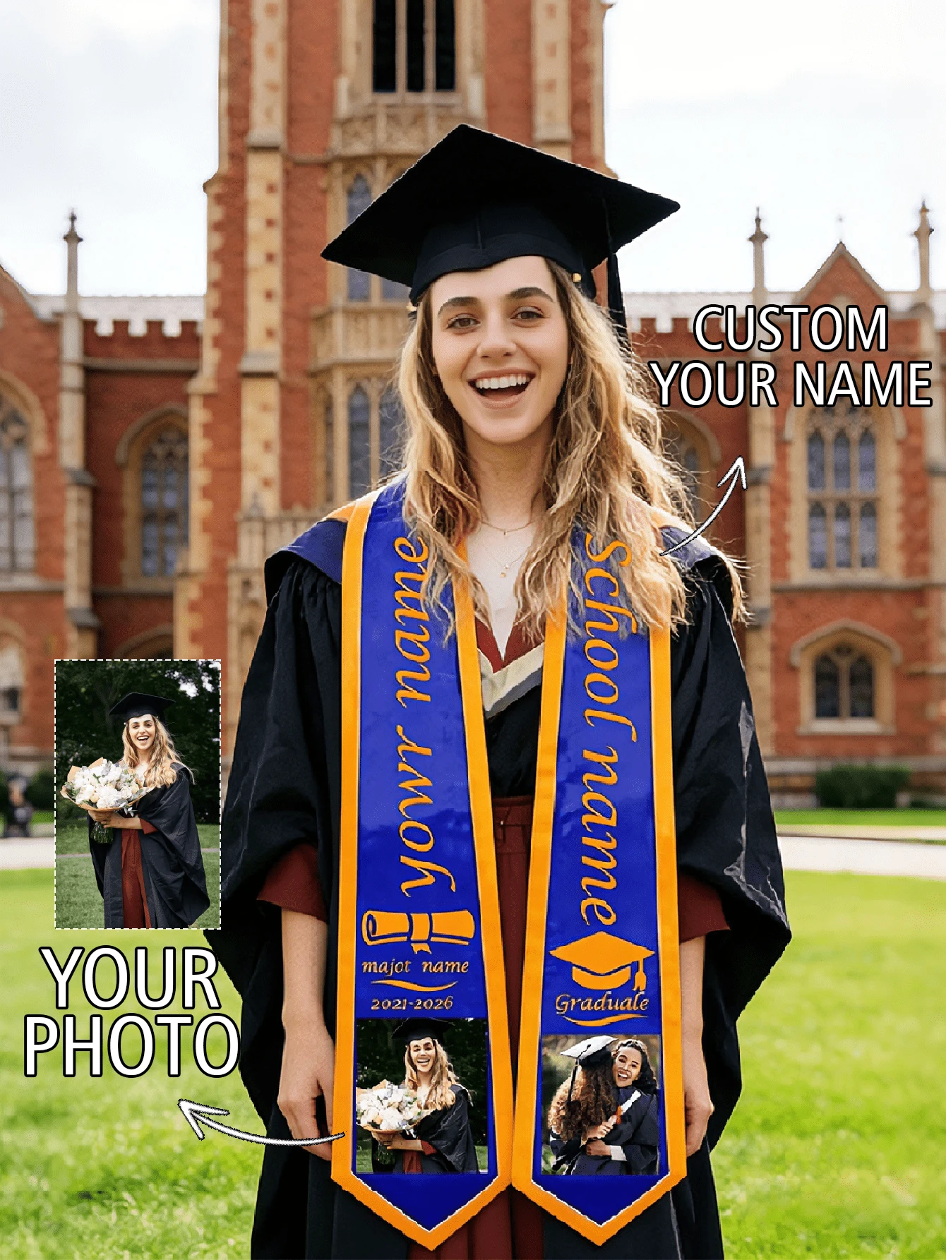Personalized 2026 Graduation Sash, Premium Graduation Season Gift With Name And Photo - Multicolor - View 1