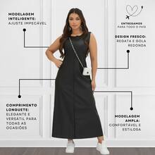 Women's Longuette Leather Loose Tank Dress - 黑色 - 查看 4