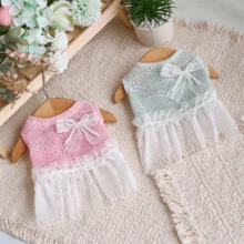 1 chiếc váy ren rỗng đính ngọc trai cho thú cưng, trang phục thanh lịch và dễ thương cho chó/mèo, trang phục chống rụng lông. - Nhiều màu - Xem 6