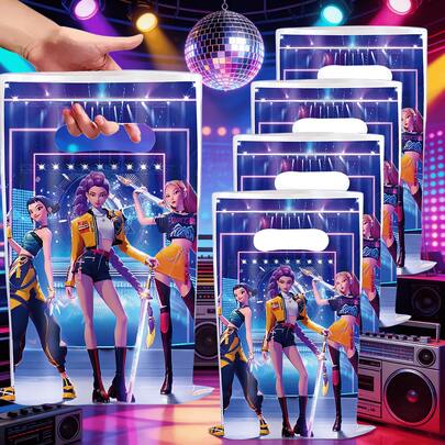 DOBBLE 10个装 K-POP D-Emon H-Hunters 主题塑料礼品袋（舞台版），偶像角色印花派对手提袋，成人粉丝见面会礼品包装收纳袋