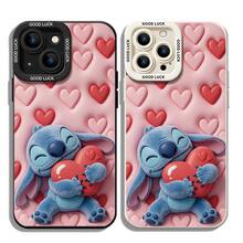 Officially Licensed Disney Lilo & Stitch Phone Case, This Protective Phone Case Features A Sweet Print Of Stitch Hugging A Red Heart, Set Against A Soft Pink Background Filled With Raised Hearts, Made With Flexible, Durable TPU Material To Protect Against Everyday Scratches, Bumps, And Minor Impacts, With A Raised Camera Frame Printed With "GOOD LUCK" Text For Extra Lens Protection, Slim And Lightweight Construction That Adds Minimal Bulk And Fits Easily In Pockets And Bags, Compatible With IPhone 17, 16, 15, 14, 13, 12, 11 Pro Series And Galaxy S22, S23, S24, S25 Models, Making It A Charming Choice For Stitch Fans And Disney Lovers, Ideal For Birthdays, Holidays, Or Any Special Occasion To Surprise Family And Friends. - trắng - Xem 1