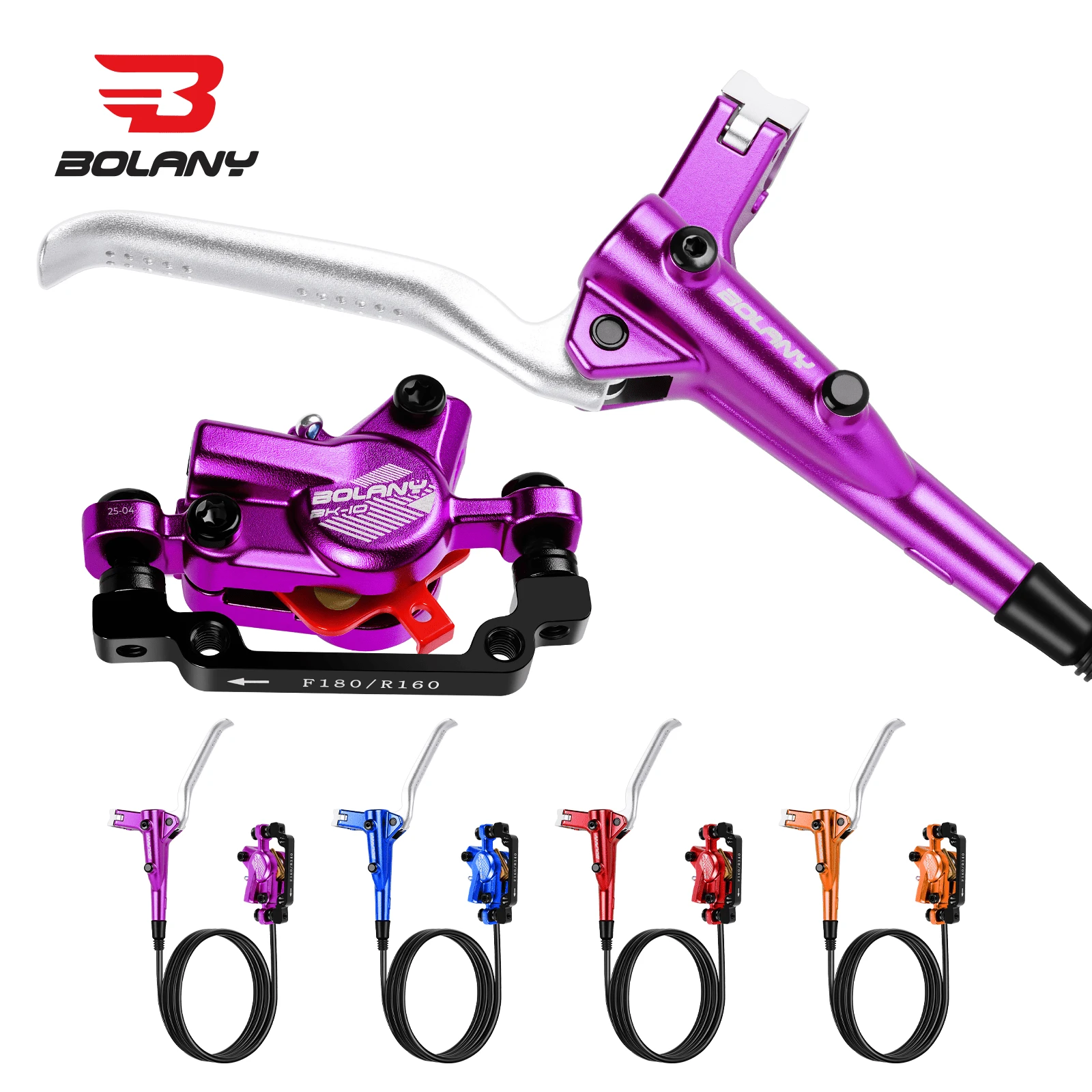 BOALNY BOLANY Dual Piston Hydraulic Disc Brake Set For MTB, 160mm Rotor, Mineral Oil Front And Rear Caliper Kit, Bicycle Accessories - Multicolor - View 1