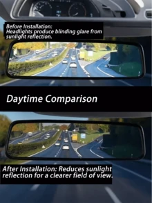 2pcs/Set Car Rearview Mirror Anti-Glare Film - Scratch-Resistant Protective Film And Styling Accessory. Features: Anti-Glare, High Clarity, Wear-Resistant And Durable, Easy Installation. Suitable For Most Car Models. - A - View 3