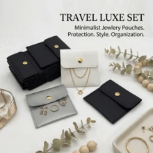 20pcs White Silver Pink Black Faux Leather Jewelry Pouches With Snap Closure Jewelry Storage Bag - Luxurious Gift Bags For Earrings, Necklaces, Bracelets, And Rings - Perfect For Storage & Pieceaging - Pu Leather Storage Bag - View 1