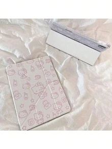 SANRIO 1 chiếc ốp bảo vệ máy tính bảng Hello Kitty màu hồng tối giản, có thể gập lại, dành cho iPad 11-12th Air 7-8-Air 4-5-6-10.2-Pro 11-10th-9.7-10.5, có chức năng bật/tắt màn hình. - Trong sáng - Xem 1