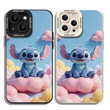 Officially Licensed Disney Lilo & Stitch Phone Case, This Protective Phone Case Features A Sweet Print Of Stitch Sitting On A Fluffy Pink Cloud Against A Dreamy Sky-Blue Background With Pastel Clouds, Made With Flexible, Durable TPU Material To Protect Against Everyday Scratches, Bumps, And Minor Impacts, With A Raised Camera Frame Printed With "GOOD LUCK" Text For Extra Lens Protection, Slim And Lightweight Construction That Adds Minimal Bulk And Fits Easily In Pockets And Bags, Compatible With IPhone 17, 16, 15, 14, 13, 12, 11 Pro Series And Galaxy S22, S23, S24, S25 Models, Making It A Charming Choice For Stitch Fans And Disney Lovers, Ideal For Birthdays, Holidays, Or Any Special Occasion To Surprise Family And Friends. - màu đen - Xem 5