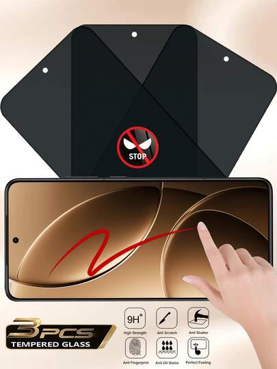[3 Paquetes] Protector de pantalla de vidrio templado con privacidad compatible con teléfonos /Honor, incluyendo compatibilidad con Mate 60, Nova Y60, P40 Lite, Honor 400, Edge 50 NEO y G60. El vidrio templado con privacidad cuenta con tecnología de lamas de privacidad