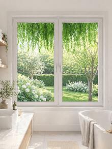 1pc Green Vine Window Sticker, Modern PVC Static Cling Sticker, Removable Self-Adhesive Asymmetrical Plant Theme Window Sticker, Suitable For Home, Living Room, Bedroom, Kitchen, Study And Entrance Glass Decor. Reusable Fresh Green Plant Decoration. - Multicolor - View 10
