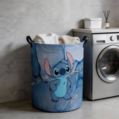 Giỏ đựng đồ Disney Stitch, giỏ đựng quần áo bẩn gấp gọn bền chắc với tay cầm được gia cố, hộp đựng rộng rãi cho quần áo, khăn tắm và đồ trang trí phòng tắm.