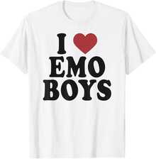 Women's Casual Cotton Round Neck Short Sleeve T-Shirt With 'I Love Emo Boys' Print, Regular Fit Tee Top - 白色 - 查看 1