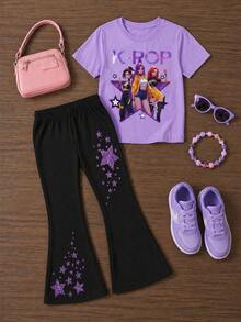 Tween Girls T-Shirt Co-Ords - Black - View 2