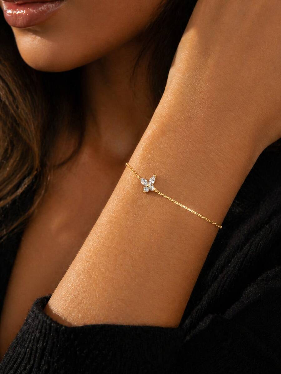 1件S925纯银钻石花瓣手链，独特设计，时尚奢华高端，多层手链，专为女性打造。 - 手鍊 - 查看 1