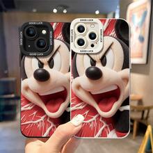 Officially Licensed Disney Mickey Mouse Phone Case, This Protective Phone Case Features An Edgy Print Of An Angry, Roaring Mickey Mouse On A Bold Red Background With White Accent Details, Made With Flexible, Durable TPU Material To Protect Against Everyday Scratches, Bumps, And Minor Impacts, With A Raised Camera Frame Printed With "GOOD LUCK" Text For Extra Lens Protection, Slim And Lightweight Construction That Adds Minimal Bulk And Fits Easily In Pockets And Bags, Compatible With IPhone 17, 16, 15, 14, 13, 12, 11 Pro Series And Galaxy S22, S23, S24, S25 Models, Making It A Charming Choice For Mickey Fans And Disney Lovers, Ideal For Birthdays, Holidays, Or Any Special Occasion To Surprise Family And Friends. - trắng - Xem 4