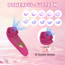 RUIJU Multi Vibration Modes Flower Rose Design Skin Friendly Silicone Portable Personal Care Massager - Red-1 - 查看 3