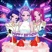 DOBBLE 1件 2026新款女团生日派对装饰插牌 装饰品 韩流主题派对装扮 - 彩色 - 查看 7