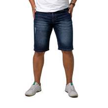 Bermuda Jeans Masculino Azul Bigode com Puído Elastano Lycra Marca Lions Jeans Shorts Roupa Masculina Mais Vendida - Azul - Visão 3