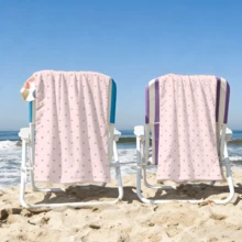 Beach Towels For Swimming Pool Vacation, Microfiber Sand Free Fast Drying Beach Towel - Summer Gift For Adults Women Men  Pink Polka Dots On A Light Pink Background, Minimalist And Soft Art Style. - 白色 - 查看 5