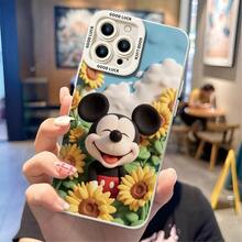 Officially Licensed Disney Mickey Mouse Phone Case, This Protective Phone Case Features A Cheerful Print Of Smiling Mickey Mouse Surrounded By Sunflowers And Fluffy Clouds Against A Bright Blue Sky Background, Made With Flexible, Durable TPU Material To Protect Against Everyday Scratches, Bumps, And Minor Impacts, With A Raised Camera Frame Printed With "GOOD LUCK" Text For Extra Lens Protection, Slim And Lightweight Construction That Adds Minimal Bulk And Fits Easily In Pockets And Bags, Compatible With IPhone 17, 16, 15, 14, 13, 12, 11 Pro Series And Galaxy S22, S23, S24, S25 Models, Making It A Charming Choice For Mickey Fans And Disney Lovers, Ideal For Birthdays, Holidays, Or Any Special Occasion To Surprise Family And Friends. - trắng - Xem 2