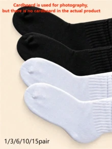 2 Pairs Women's Black And White Fashion Loose Socks - Black and White - View 4