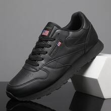[尺碼偏小 單一尺寸] 休閒繫帶跑步鞋，全黑/全白配色，舒適輕量訓練鞋，適合工作與日常穿著 - 黑色 - 查看 4