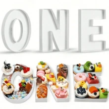Handmade Creative Paper Tray With Letter And 0-9 Number Shapes, Suitable For Wedding Party Supplies, Can Be Used For Cakes, Chocolates, Candies, Flowers And Fruits, Applicable For Holiday Parties, Graduations, Weddings, Baby Showers, Anniversaries, Christmas, Valentine's Day, New Year, Birthday Party Decorations And Photography Props - Multicolor - View 3