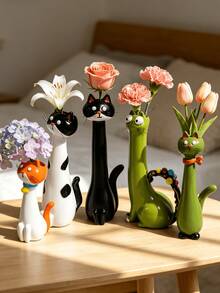 1pc Unique Cat Shaped Vase - Personalized Home Decor Vase Ornament | Home Decor, Room Decor, Bohemian Style Decor, Tabletop Decor, Cute Collectible, Gift, Tabletop Decor, Housewarming Gift - New Models - View 6