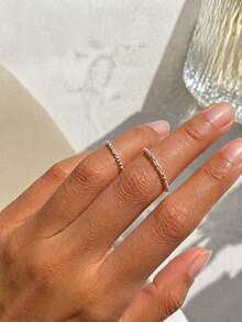 FOREVER QUEEN 1PC 925 Sterling Silver Stackable Chain Ring – Minimalist Adjustable Ring For Women Girls Jewelry Gift - Silver - View 5