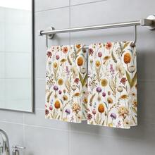 2pcs Vintage Floral Pattern Kitchen Towels, Soft Polyester Material Dish Cloths, Suitable For Kitchen Decor, Cleaning, Holiday Party Decoration, Kitchen & Bathroom Essentials, Home Decor, Housewarming Gift - Multicolor - View 7