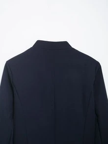 Chaqueta corta de mujer Mellowy con decoración de botones y abotonadura sencilla - Azul Marino - Ver 8