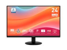 MSI PRO MP242LE 24" IPS 1920 X 1080 (FHD) Computer Office Monitor, 100Hz, Adaptive Sync, HDMI, DisplayPort, Tilt, 4-Side Slim Bezel 1ms, Black - US B Type Plug(110-127V) - View 1