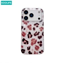 Koolife 1pc Pink Glitter Leopard Print Phone Case, PC+TPU Shockproof Cover, Iridescent Shell Texture, Anti-Scratch Protective Case, Compatible With Apple17/17pro/17promax/16/15/14/13 - Pink Leopard Print - View 10