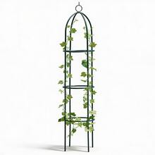 Crystals 1.9m Outdoor Garden Metal Obelisk Trellis - Dark Green - View 1