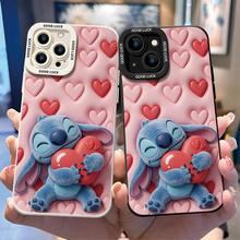 Officially Licensed Disney Lilo & Stitch Phone Case, This Protective Phone Case Features A Sweet Print Of Stitch Hugging A Red Heart, Set Against A Soft Pink Background Filled With Raised Hearts, Made With Flexible, Durable TPU Material To Protect Against Everyday Scratches, Bumps, And Minor Impacts, With A Raised Camera Frame Printed With "GOOD LUCK" Text For Extra Lens Protection, Slim And Lightweight Construction That Adds Minimal Bulk And Fits Easily In Pockets And Bags, Compatible With IPhone 17, 16, 15, 14, 13, 12, 11 Pro Series And Galaxy S22, S23, S24, S25 Models, Making It A Charming Choice For Stitch Fans And Disney Lovers, Ideal For Birthdays, Holidays, Or Any Special Occasion To Surprise Family And Friends. - trắng - Xem 3