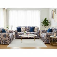 Cubre Sillones para Sala Sofá Cubre Salas 3piezas Fundas para Sillones Elástico Lavable,Decoración del hogar - Flores azules - Ver 4