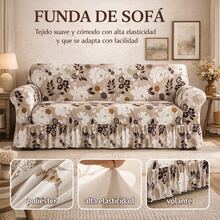 Cubre Sillones para Sala Sofá Cubre Salas 3piezas Fundas para Sillones Elástico Lavable,Decoración del hogar - Capuchino - Ver 4