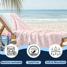 Beach Towels For Swimming Pool Vacation, Microfiber Sand Free Fast Drying Beach Towel - Summer Gift For Adults Women Men  Pink Polka Dots On A Light Pink Background, Minimalist And Soft Art Style. - 白色 - 查看 2