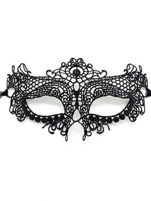 Double Ribbon Lace Mask With Gold Thread, 6-Petal Stereoscopic Mask, Venetian Masquerade Ball Lace Mask, Sexy Lace Mask For Costume Party, Carnival, Masquerade - Gold - View 16